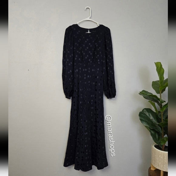 Ted Baker Livela Spot Jacquard Midi Dress, Navy Blue - Picture 3 of 9